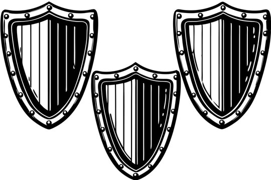 Set of vintage shield, shield icon collection