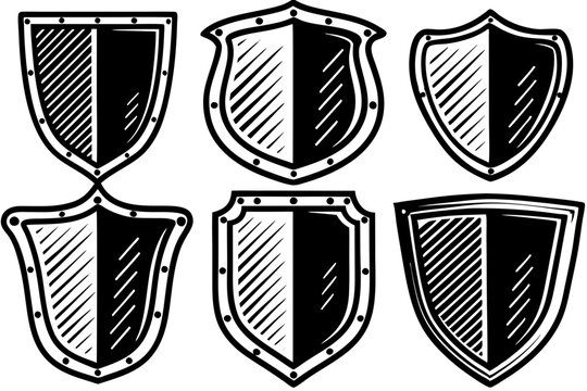 Set of vintage shield, shield icon collection