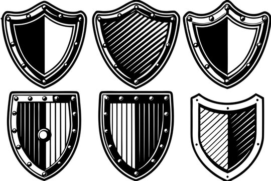 Set of vintage shield, shield icon collection