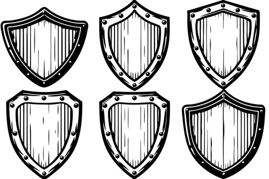 Set of vintage shield, shield icon collection