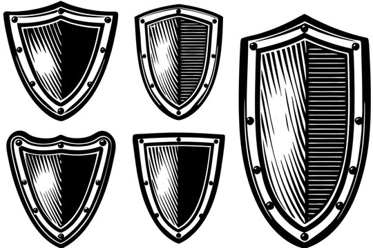 Set of vintage shield, shield icon collection