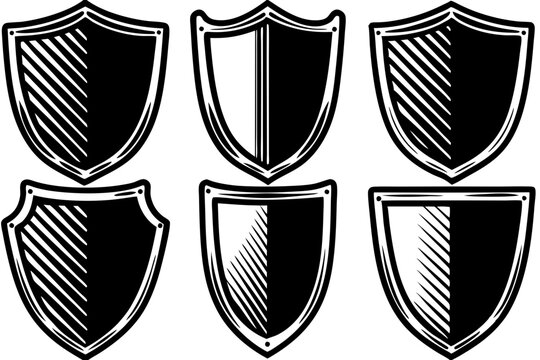 Set of vintage shield, shield icon collection