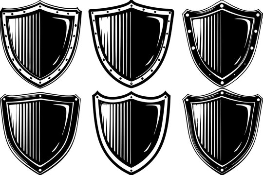 Set of vintage shield, shield icon collection