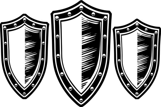 Set of vintage shield, shield icon collection