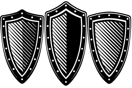 Set of vintage shield, shield icon collection
