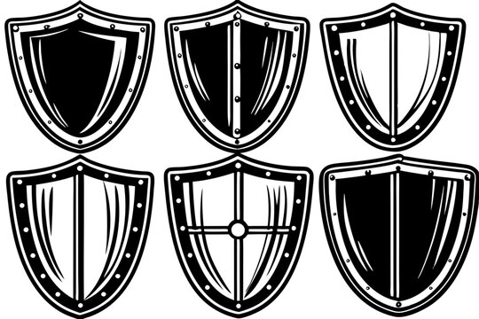 Set of vintage shield, shield icon collection
