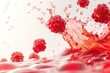 © Rahnumas - Raspberries dropped in cocktail macro. Vitamins concept