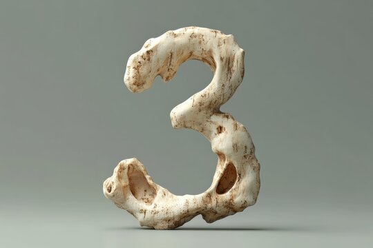 The number 3 is made out of bones and skulls