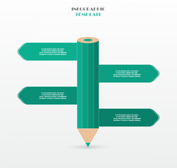 Poster - Infographic template with 4 steps, options, parts or processes. Creative pencil concept.