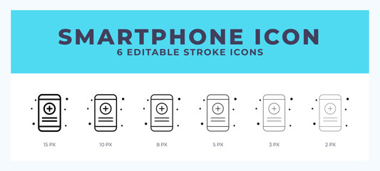 Aufkleber - Smartphone lineal icon symbol vector. Black outline for web. App. Presentation and more.
