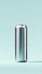 Poster - Blank Aluminum Soda, Energy, or Beer Can Mockup on a Minimalist Blue Background, 3D Render.