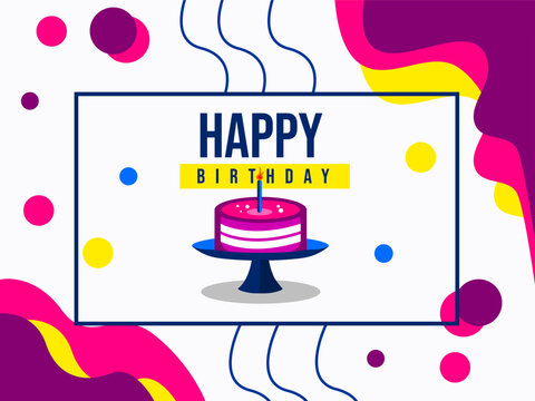 background template with colorful birthday cake