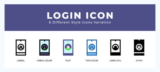 Fototapete - Login pack of icons. vector illustration.