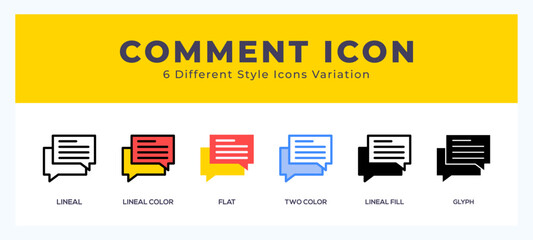 Aufkleber - Comment icon set with different styles. Design elements for logo. Vector illustration.