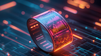 Poster - High tech fitness tracker displaying real time workout data and analytics