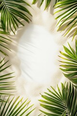 Wall Mural - Palm Leaves on Sand Background