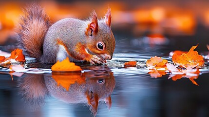 Wall Mural -   Close-up image of tiny animal in water with surrounding foliage