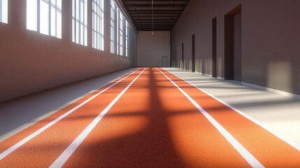 Indoor sprint track with soft flooring for speed and agility drills.