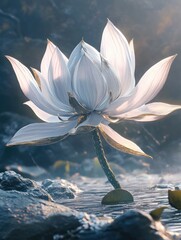 Wall Mural - White Flower Water