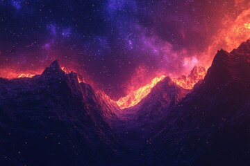Wall Mural - mountain range at night