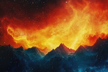 Poster - Mountain Range at Night