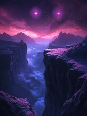 Wall Mural - Mountain Range with Purple Sky