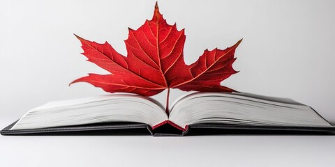 Wall Mural - Open book with leaf