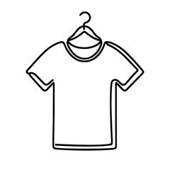 Wall Mural - linear t-shirt icon. black and white image of a hand-drawn t-shirt. vector illustration