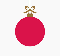 Wall Mural - christmas red bauble ornament isolated on white background. vector illustration.