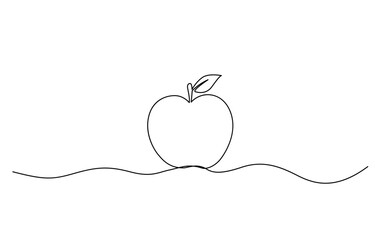 Wall Mural - Apple fruit in continious line art drawing style, Apple fruit in continious line art drawing style. Minimalist line sketch isoleted on white background.