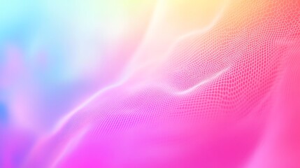 Poster - abstract digital background with a glowing mesh and a gradient of pink, yellow, and blue.