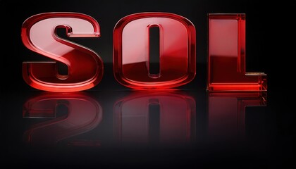 Poster - Red SOL Letters on Black Background with Reflection
