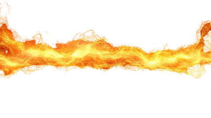 Wall Mural - A long, yellow line of fire is shown on a white background