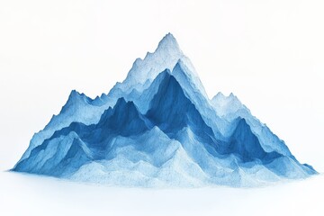 Poster - This image illustrates a serene mountain scene using blue tones and gentle gradients, creating a calming and peaceful atmosphere with a sense of tranquility.