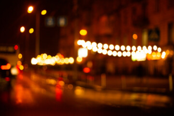 Wall Mural - blurry bokeh of night traffic