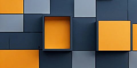 Poster - A wall with a blue and yellow pattern