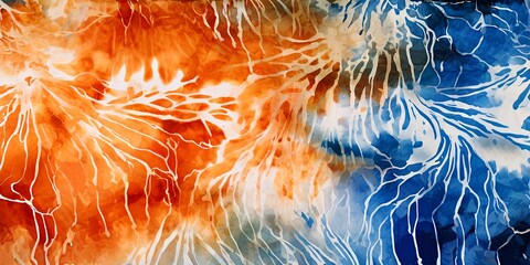 Aufkleber - A colorful abstract painting with orange, blue, and white swirls
