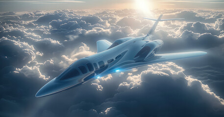 Poster - A futuristic airplane on sky.