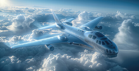 Poster - A futuristic airplane on sky.