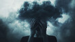 © Sawyer0 - Ciemna chmura nad głową człowieka to symbol depresji i problemów zdrowia psychicznego, ilustrujący emocjonalne wyczerpanie oraz niepokój, jakie towarzyszą tym stanom.