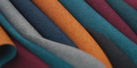 Poster - A row of colorful fabric with a variety of shades and textures