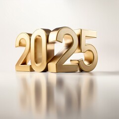 Wall Mural - 2025 3d text new year gold realistic rendering celebration ai image