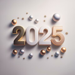 Wall Mural - 2025 3d text new year gold realistic rendering celebration ai image