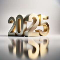 Wall Mural - 2025 3d text new year gold realistic rendering celebration ai image