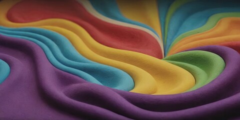 Poster - A colorful piece of fabric with a rainbow pattern
