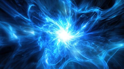 Poster - blue energy pulses radiating from a central point,