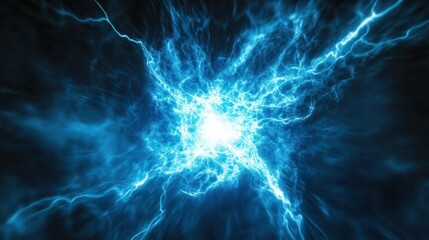 Poster - blue energy pulses radiating from a central point,