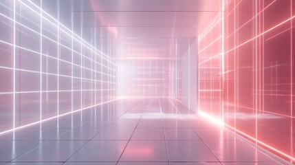 Poster - inspired wallpaper featuring a grid of interconnected nodes and lines that pulse with energy against a minimalist white background.