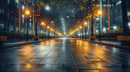 Poster - Solitary lights in an empty city.