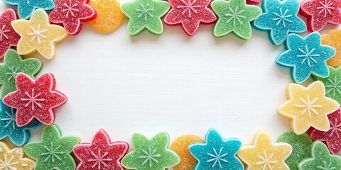 Aufkleber - A colorful assortment of jelly beans arranged in a flower pattern